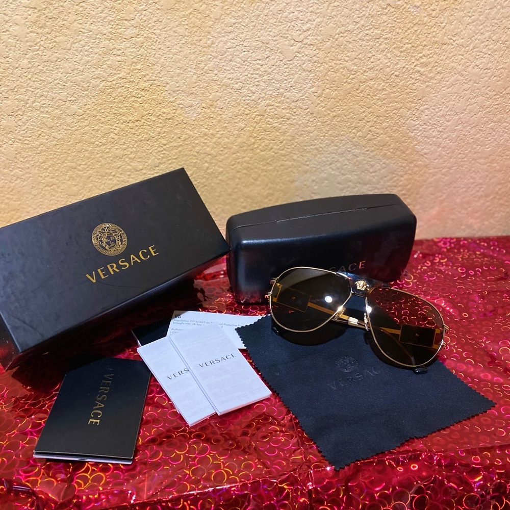 Versace Black and Gold Sunglasses